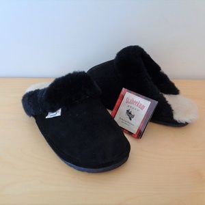 Staheekum Suede Sheepskin Slip-On Clogs Slippers Black Size 7